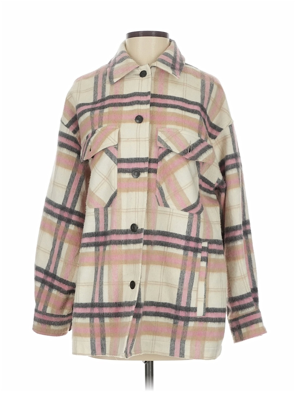 Zara Plaid Jacket with Pink & Charcoal Stripes